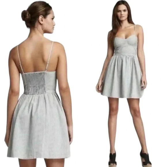 Free People Railroad Bustier Blue White Stripe Mini Dress S - Picture 2 of 7